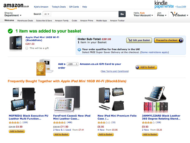 Amazon complimentary purchase recommendations