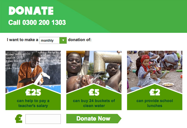 Oxfam default monthly donation